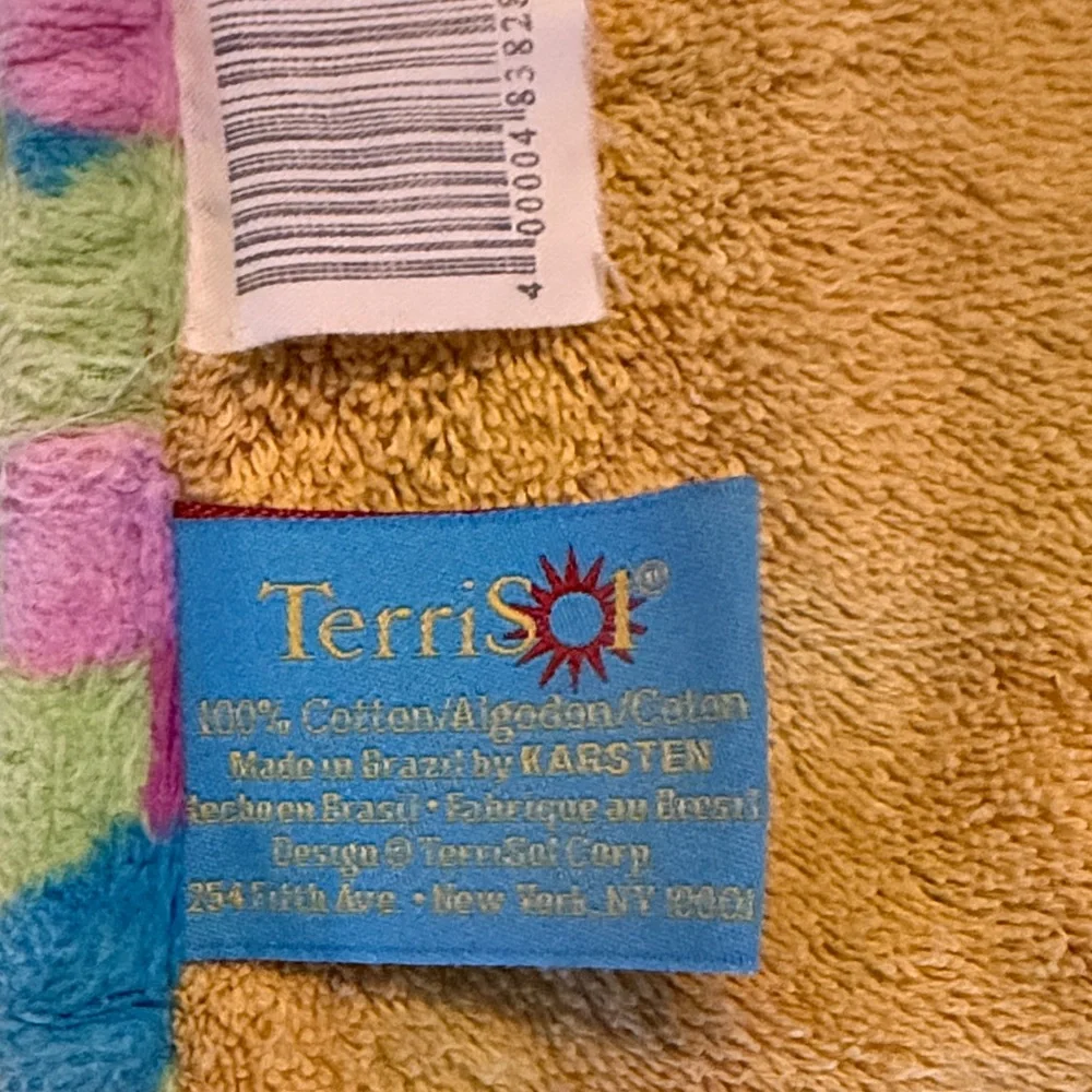 Vintage Terrisol Floral Beach Towel Blanket Pink Terry Cotton Brazil 66x66 - Picture 3 of 9